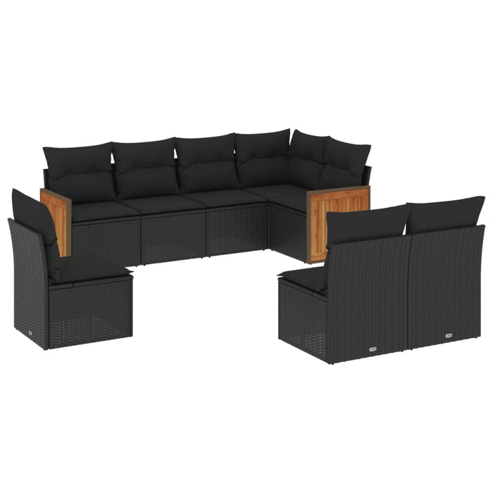 Set mobilier de grădină cu perne, 8 piese, negru, poliratan - WALTI WALTI