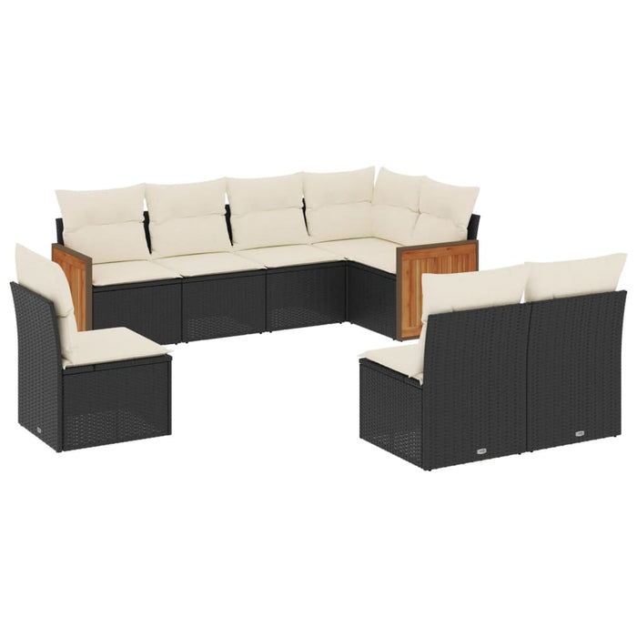 Set mobilier de grădină cu perne, 8 piese, negru, poliratan - WALTI WALTI