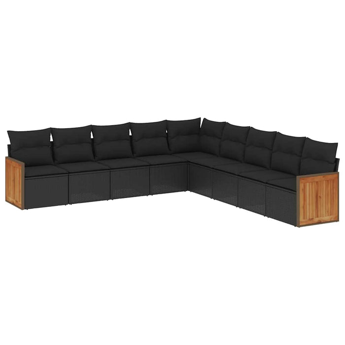 Set mobilier de grădină cu perne, 9 piese, negru, poliratan - WALTI WALTI