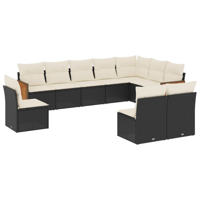 Set canapele de grădină cu perne, 10 piese, negru, poliratan - WALTI WALTI