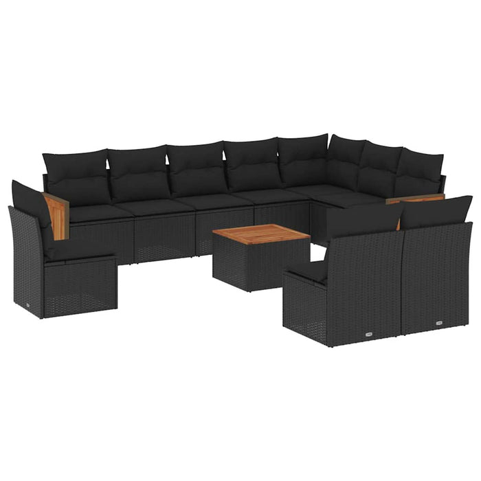 Set canapele de grădină cu perne, 11 piese, negru, poliratan - WALTI WALTI