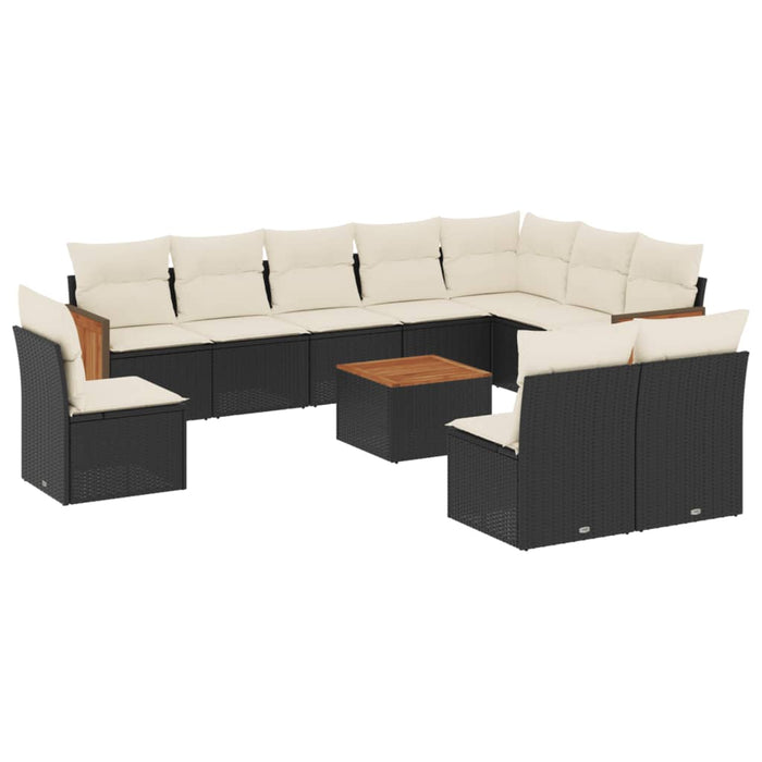Set canapele de grădină cu perne, 11 piese, negru, poliratan - WALTI WALTI