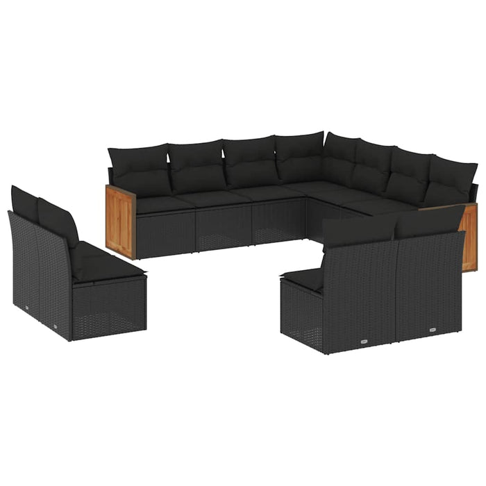 Set canapele de grădină cu perne, 11 piese, negru, poliratan - WALTI WALTI