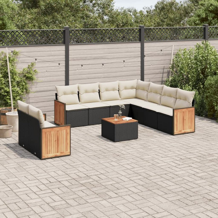 Set canapele de grădină cu perne, 10 piese, negru, poliratan - WALTI WALTI