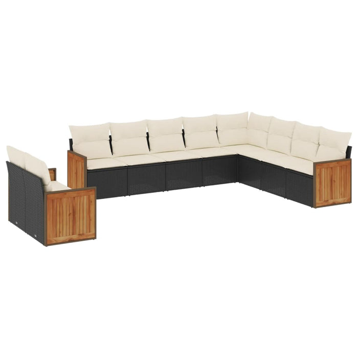Set canapele de grădină cu perne, 10 piese, negru, poliratan - WALTI WALTI