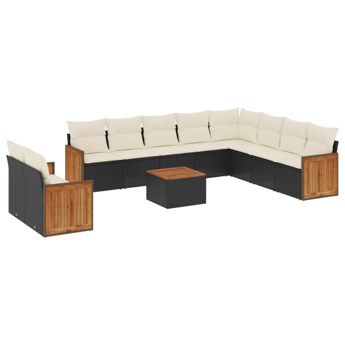 Set canapele de grădină cu perne, 11 piese, negru, poliratan - WALTI WALTI