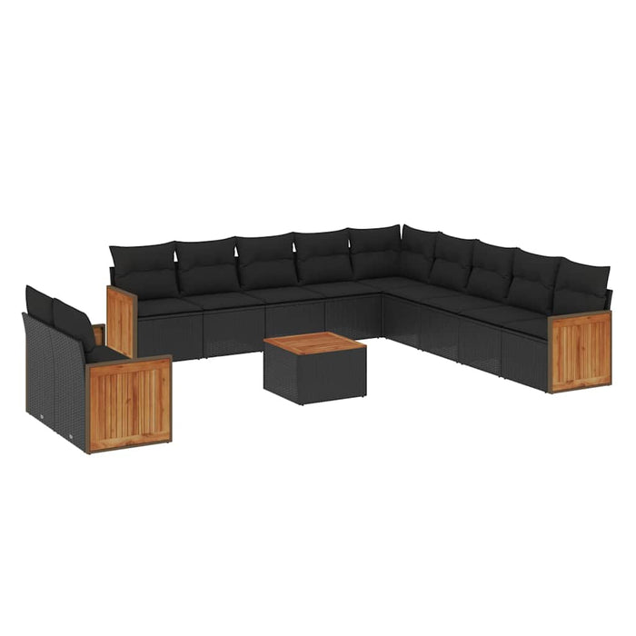 Set canapele de grădină, 12 piese, cu perne, negru, poliratan - WALTI WALTI