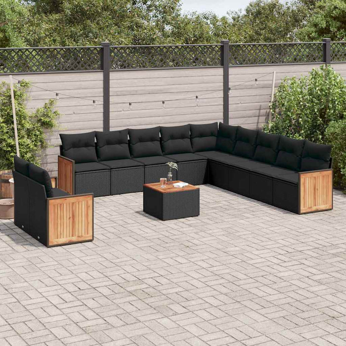 Set canapele de grădină, 12 piese, cu perne, negru, poliratan - WALTI WALTI
