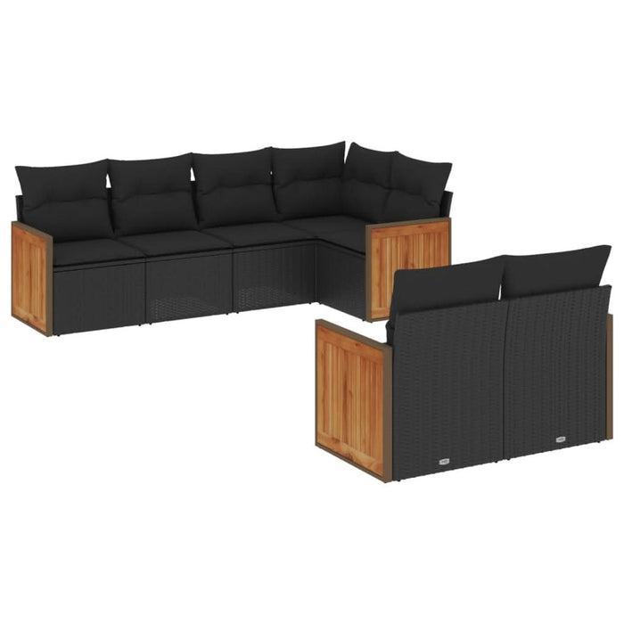 Set canapele de grădină cu perne, 7 piese, negru, poliratan - WALTI WALTI