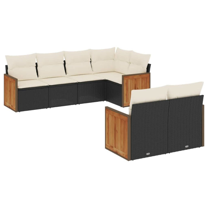 Set canapele de grădină cu perne, 7 piese, negru, poliratan - WALTI WALTI