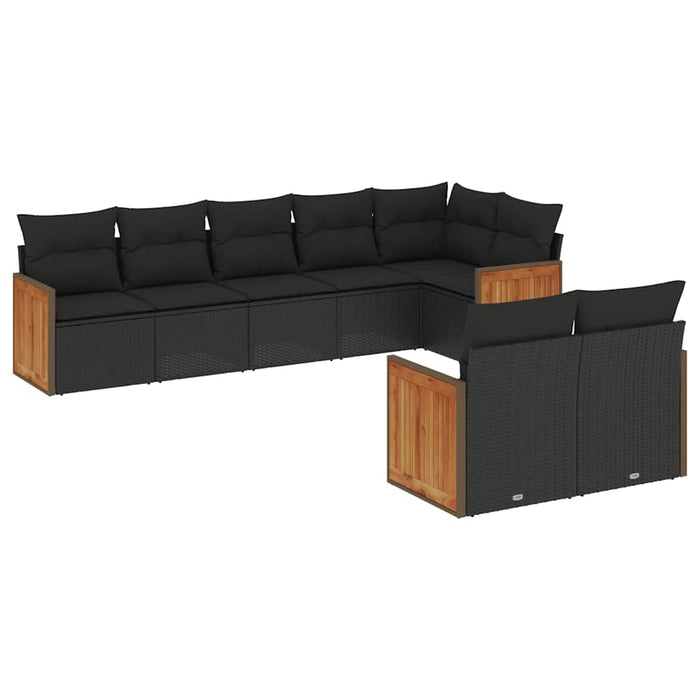 Set mobilier de grădină cu perne, 8 piese, negru, poliratan - WALTI WALTI