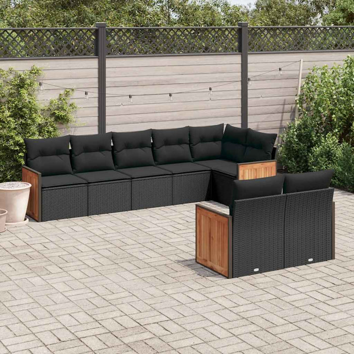 Set mobilier de grădină cu perne, 8 piese, negru, poliratan - WALTI WALTI