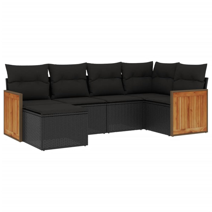 Set mobilier de grădină cu perne, 6 piese, negru, poliratan - WALTI WALTI