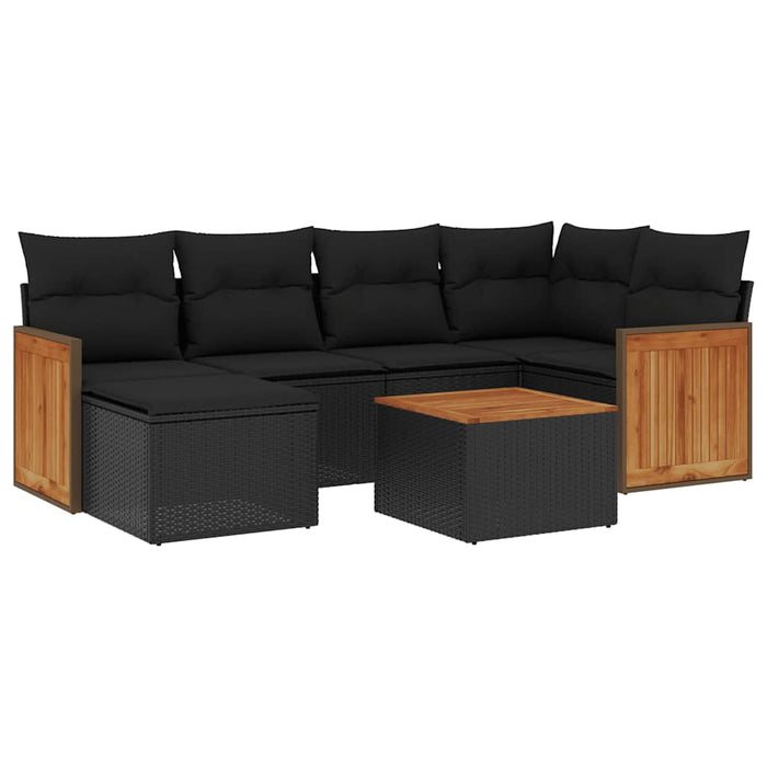 Set canapele de grădină cu perne, 7 piese, negru, poliratan - WALTI WALTI