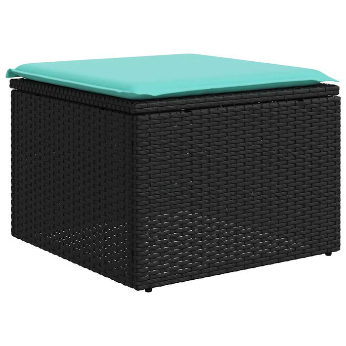 Set canapele de grădină cu 7 piese și perne, poliratan negru WALTI