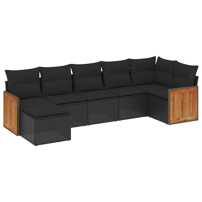 Set canapele de grădină cu perne, 7 piese, negru, poliratan - WALTI WALTI