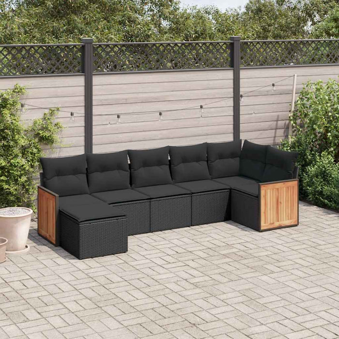 Set canapele de grădină cu perne, 7 piese, negru, poliratan - WALTI WALTI