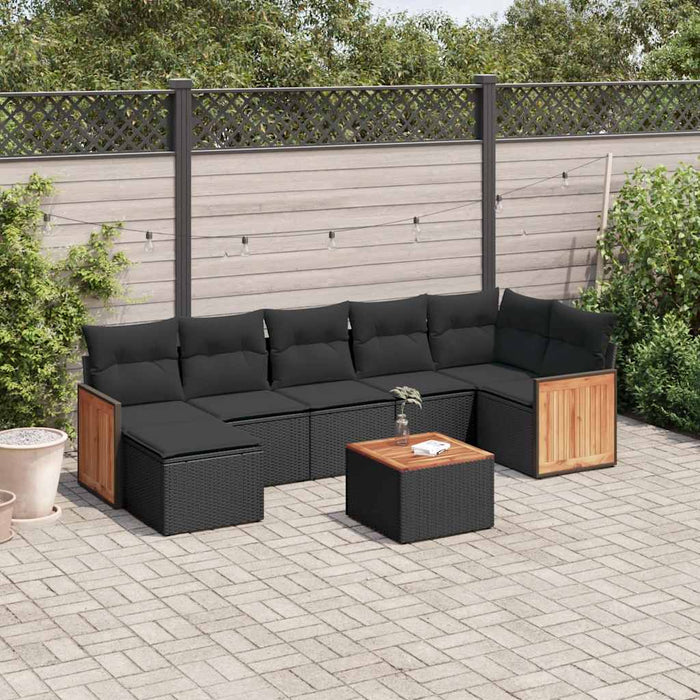 Set mobilier de grădină cu perne, 8 piese, negru, poliratan - WALTI WALTI