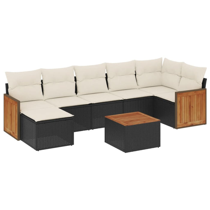Set mobilier de grădină cu perne, 8 piese, negru, poliratan - WALTI WALTI