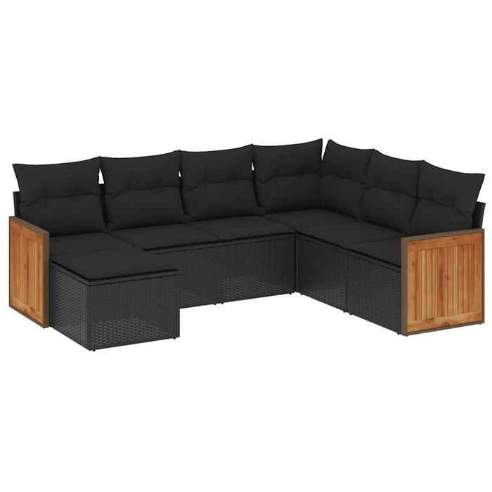 Set canapele de grădină cu perne, 7 piese, negru, poliratan - WALTI WALTI