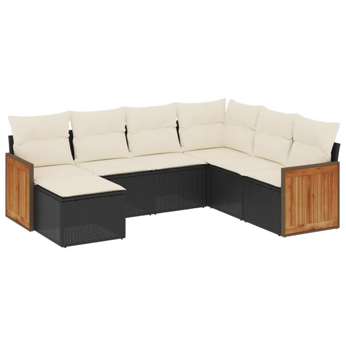 Set canapele de grădină cu perne, 7 piese, negru, poliratan - WALTI WALTI
