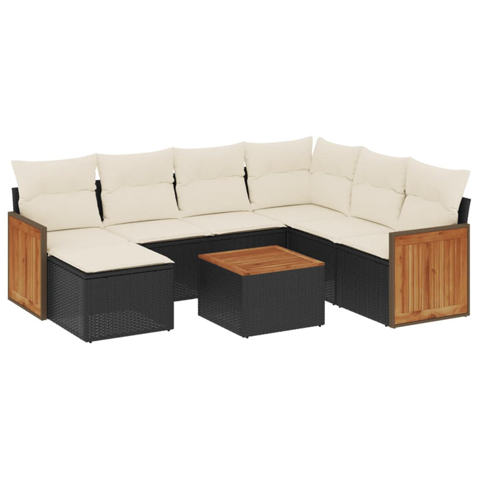 Set mobilier de grădină cu perne, 8 piese, negru, poliratan - WALTI WALTI