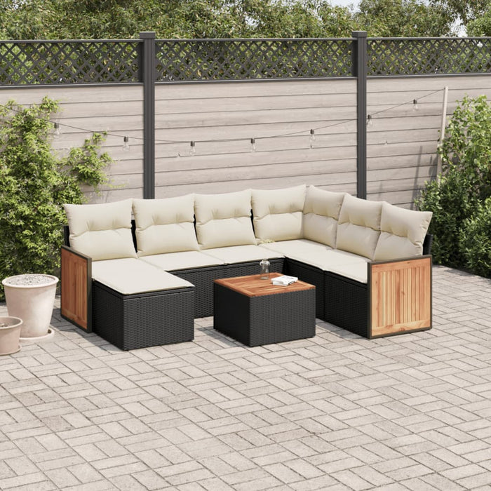Set mobilier de grădină cu perne, 8 piese, negru, poliratan - WALTI WALTI