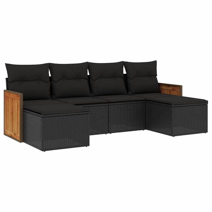 Set mobilier de grădină cu perne, 6 piese, negru, poliratan - WALTI WALTI