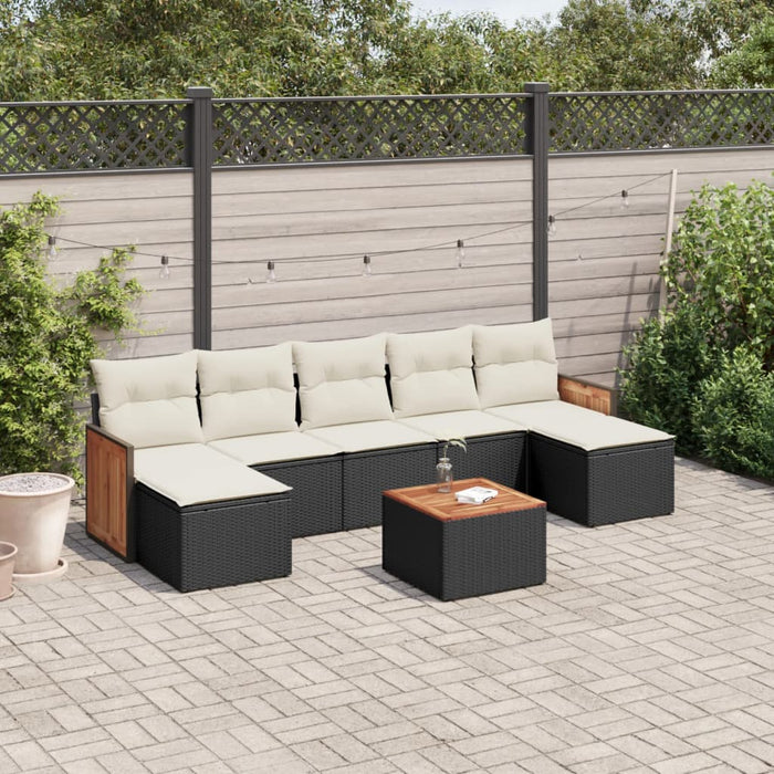 Set mobilier de grădină cu perne, 8 piese, negru, poliratan - WALTI WALTI