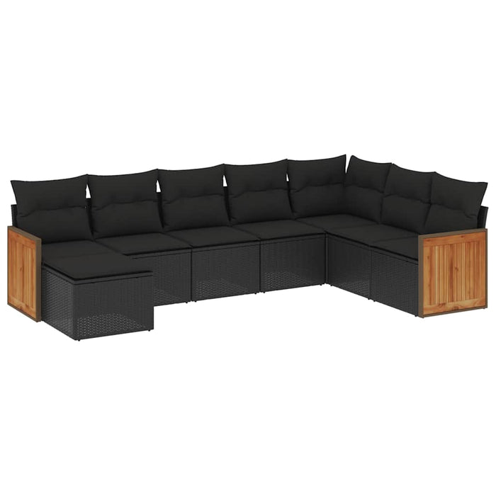 Set mobilier de grădină cu perne, 8 piese, negru, poliratan - WALTI WALTI