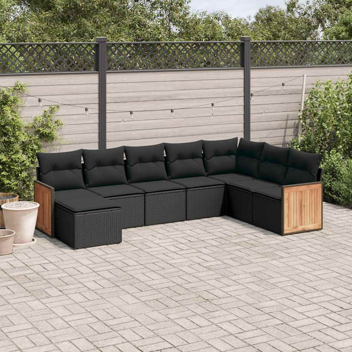 Set mobilier de grădină cu perne, 8 piese, negru, poliratan - WALTI WALTI