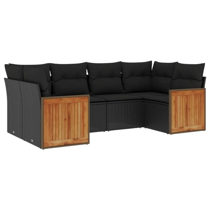Set mobilier de grădină cu perne, 6 piese, negru, poliratan - WALTI WALTI