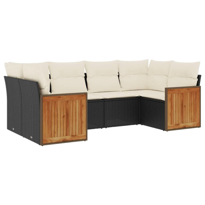 Set mobilier de grădină cu perne, 6 piese, negru, poliratan - WALTI WALTI