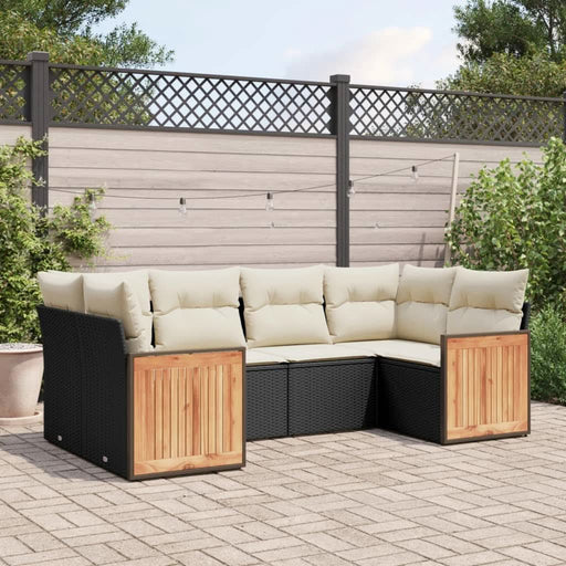 Set mobilier de grădină cu perne, 6 piese, negru, poliratan - WALTI WALTI
