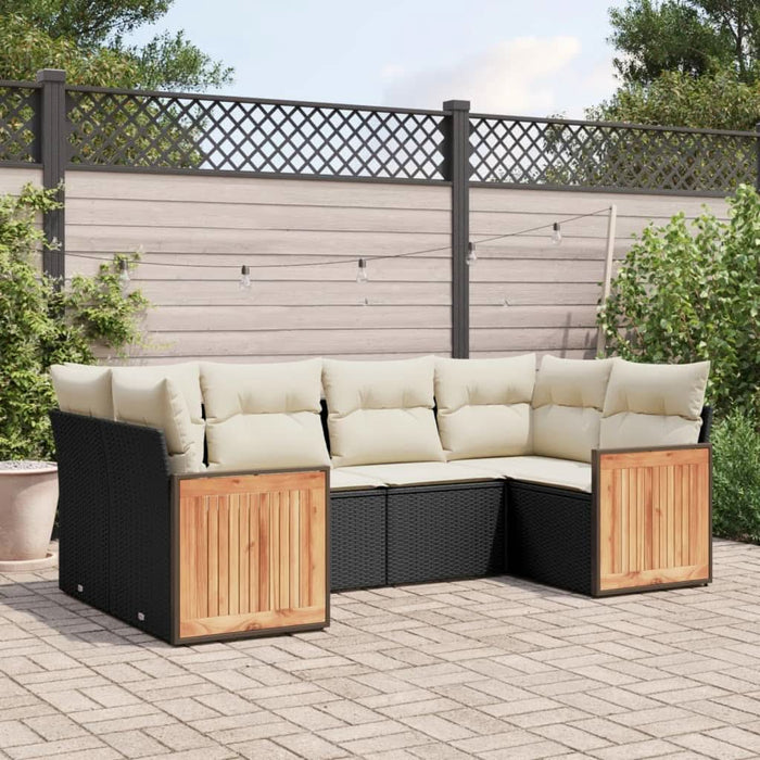 Set mobilier de grădină cu perne, 6 piese, negru, poliratan - WALTI WALTI