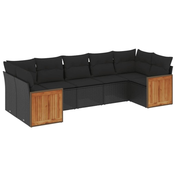Set canapele de grădină cu perne, 7 piese, negru, poliratan - WALTI WALTI