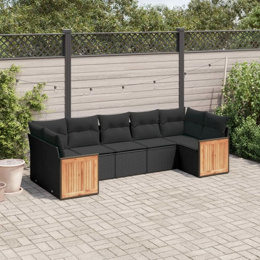 Set canapele de grădină cu perne, 7 piese, negru, poliratan - WALTI WALTI