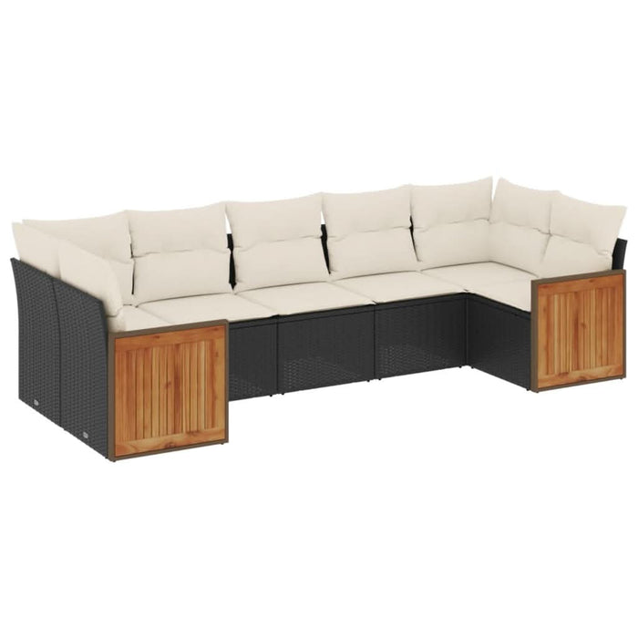 Set canapele de grădină cu perne, 7 piese, negru, poliratan - WALTI WALTI