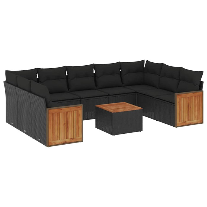 Set canapele de grădină cu perne, 10 piese, negru, poliratan - WALTI WALTI