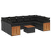 Set canapele de grădină cu perne, 10 piese, negru, poliratan - WALTI WALTI