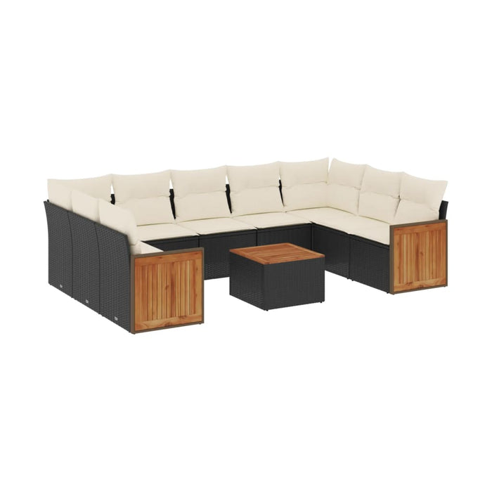 Set canapele de grădină cu perne, 10 piese, negru, poliratan - WALTI WALTI