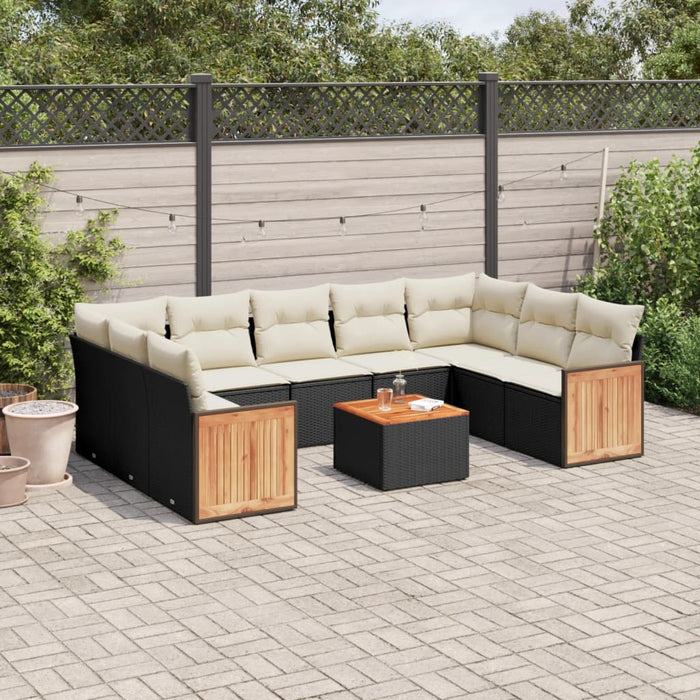 Set canapele de grădină cu perne, 10 piese, negru, poliratan - WALTI WALTI