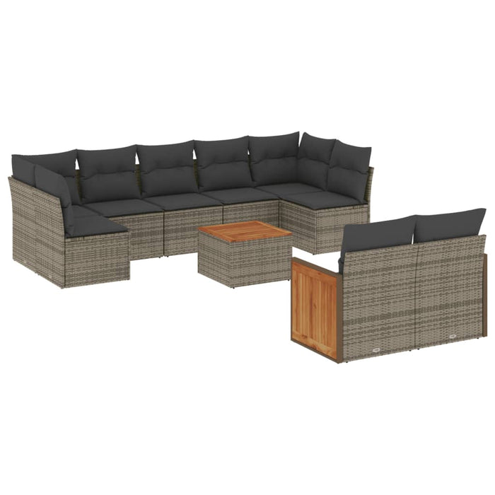 Set mobilier de grădină cu perne, 10 piese, gri, poliratan - WALTI WALTI