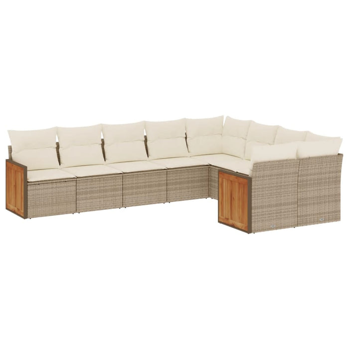 Set canapele de grădină, 9 piese, cu perne, bej, poliratan - WALTI WALTI