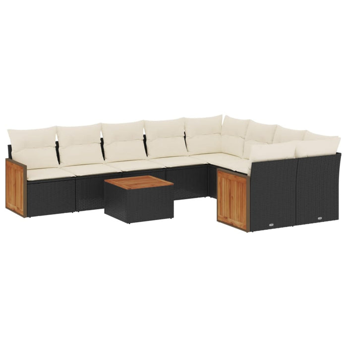 Set canapele de grădină cu perne, 10 piese, negru, poliratan - WALTI WALTI