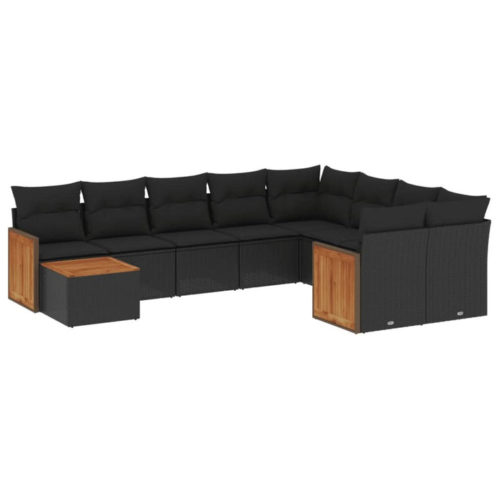 Set canapele de grădină cu perne, 10 piese, negru, poliratan - WALTI WALTI