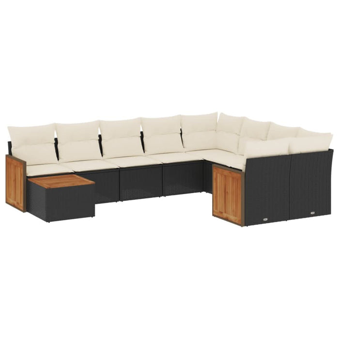 Set canapele de grădină cu perne, 10 piese, negru, poliratan - WALTI WALTI
