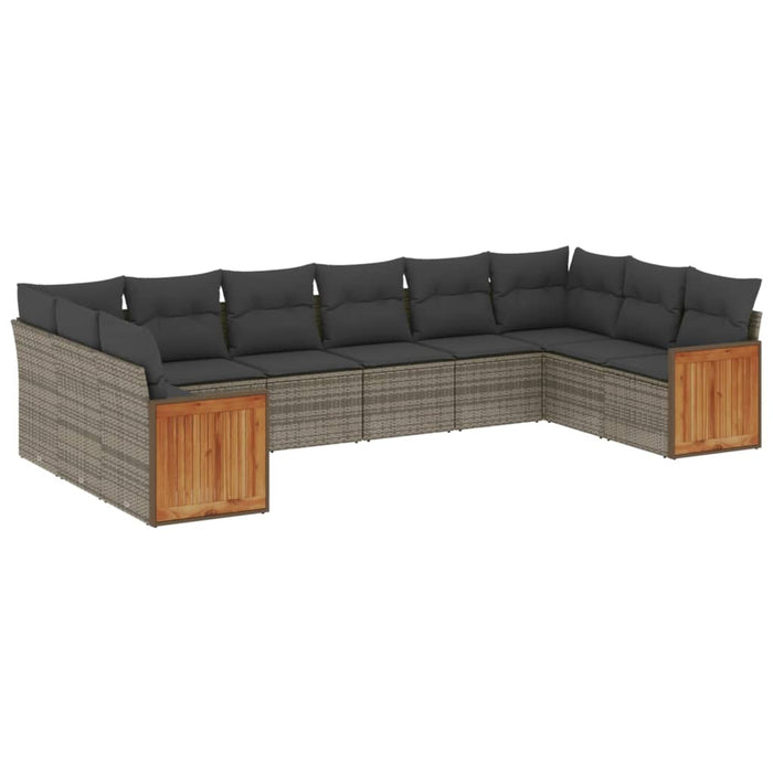 Set mobilier de grădină cu perne, 10 piese, gri, poliratan - WALTI WALTI