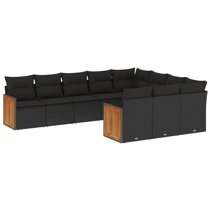 Set canapele de grădină cu perne, 10 piese, negru, poliratan - WALTI WALTI