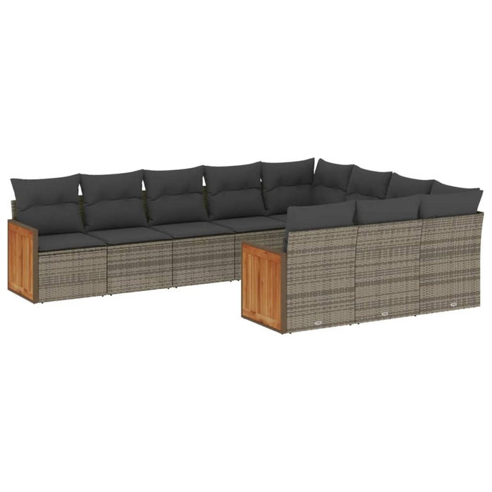 Set mobilier de grădină cu perne, 10 piese, gri, poliratan - WALTI WALTI